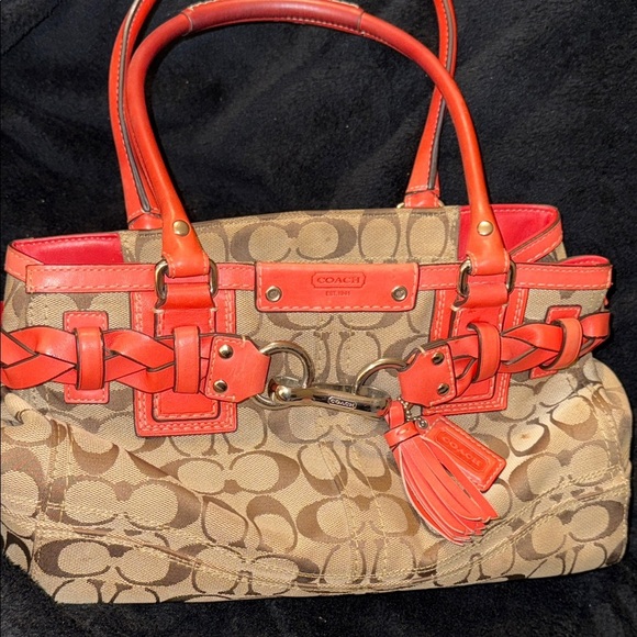 Coach Vintage Authentic Orange Beige shoulder Bag - Picture 15 of 16